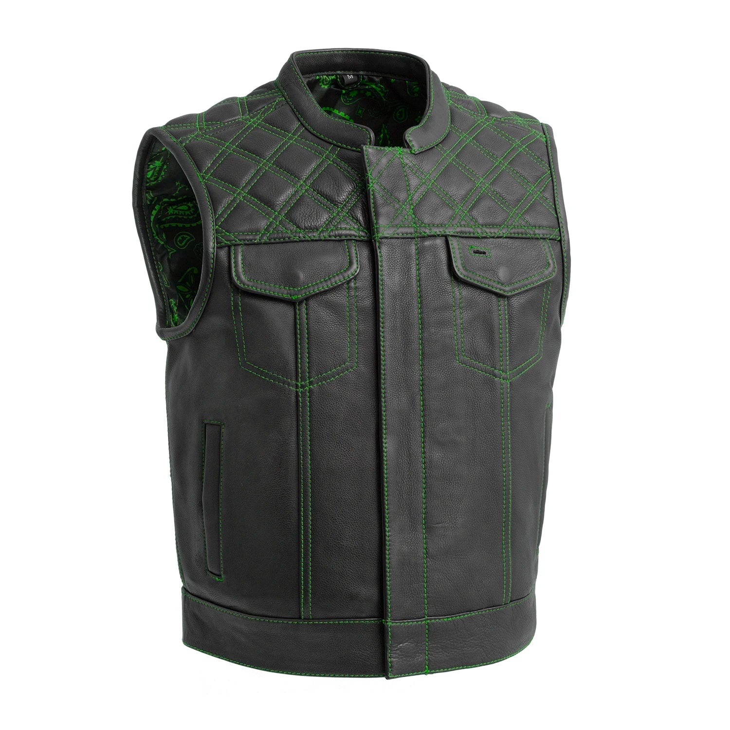 Upside Men's Club Style Leather Vest Men's Leather Vest First Manufacturing Company Green S